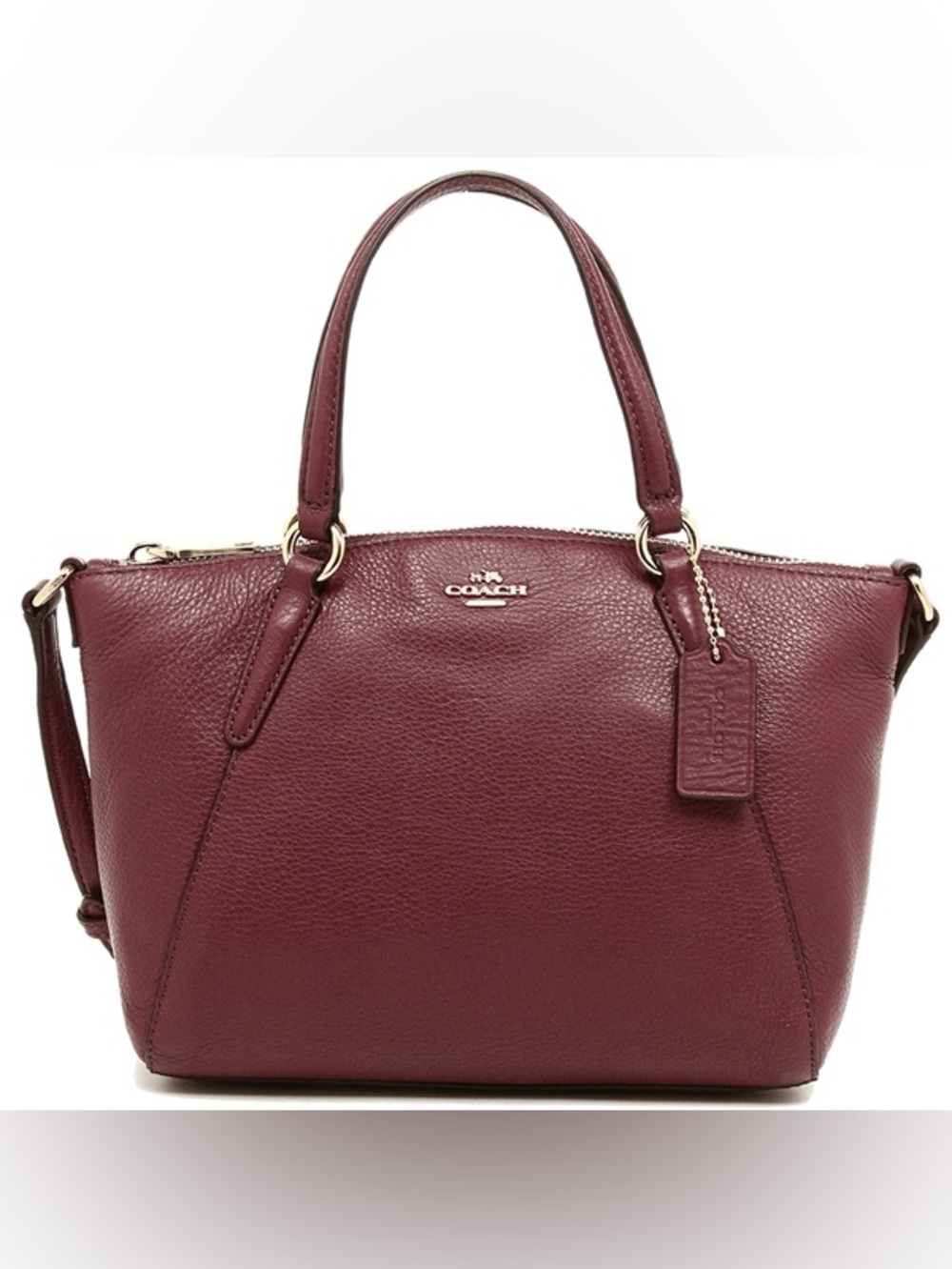 COACH | Mini Kelsey Pebble Leather Satchel (Dark Burgundy)